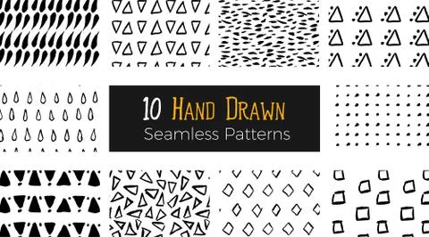 Hand drawn ink seamless pattern Stock Illustration