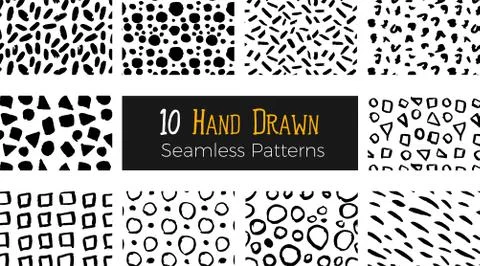 Hand drawn ink seamless pattern Illustrazione stock