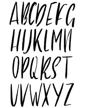 Hand drawn ink simple font. Modern brush lettering. Grunge style alphabet Stock Illustration
