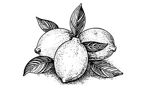 Hand drawn ink sketch vector illustration of lemon. Citrus in engraving style Stock Illustration