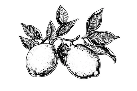 Hand drawn ink sketch vector illustration of lemon. Citrus in engraving style Illustrazione stock