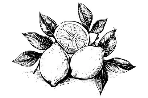 Hand drawn ink sketch vector illustration of lemon. Citrus in engraving style Illustrazione stock