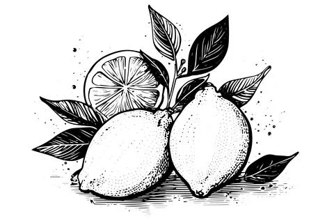 Hand drawn ink sketch vector illustration of lemon. Citrus in engraving style Stock Illustration