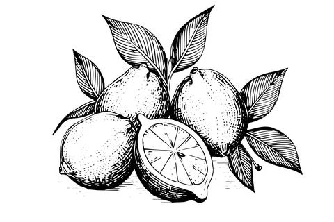 Hand drawn ink sketch vector illustration of lemon. Citrus in engraving style Stock Illustration