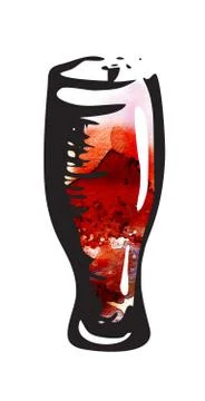 Hand drawn ink style graphics watercolor illustration: beer glass. Oktoberfes Stock Illustration
