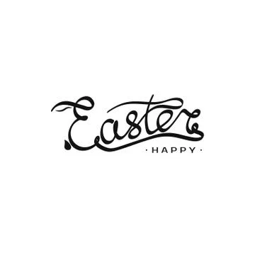 Hand drawn inscription Easter template with rabbit silhouette in letter E. Ve Stock Illustration