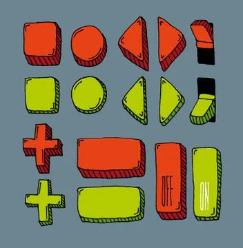 Hand drawn internet button set (color) Stock Illustration