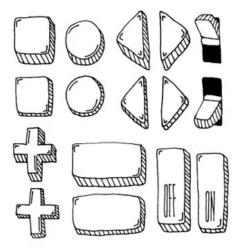 Hand drawn internet button set Stock Illustration