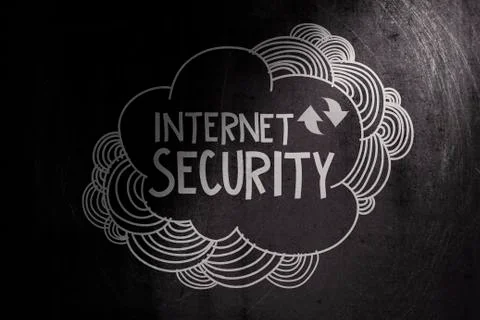 Hand drawn internet security on dark texture background as concept Stock Illustration