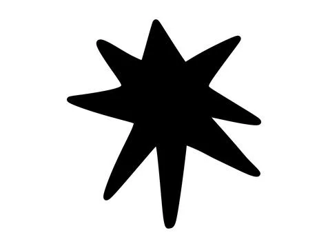 Hand drawn irregular eight point star vector silhouette, black abstract sha.. Иллюстрация