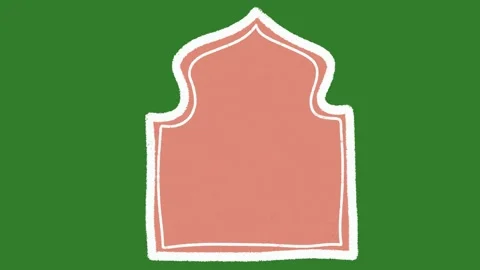 Hand Drawn Islamic Arch Frame Animation on Green Screen | 2D Hand Drawn Doodle  Video stock 328988683