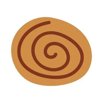 Hand Drawn Isolated Cinnamon Roll Icon Sweet Baked Goods Design for Menu, Bakery Stock Illustration