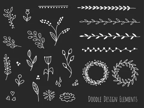 Hand drawn isolated doodle design elements Stock Illustration
