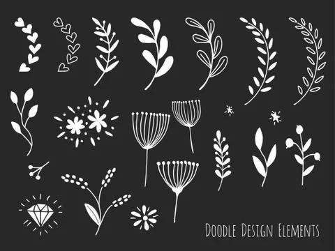 Hand drawn isolated doodle design elements Stock Illustration