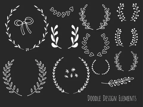 Hand drawn isolated doodle design elements Stock Illustration