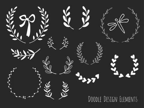 Hand drawn isolated doodle design elements Stock Illustration