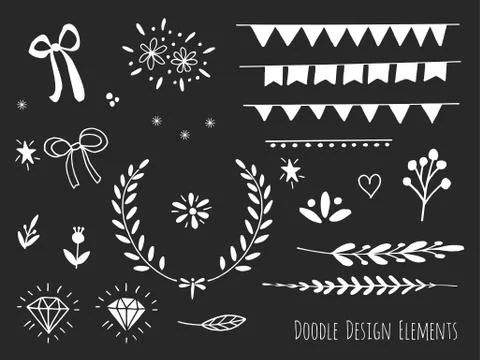 Hand drawn isolated doodle design elements Stock Illustration