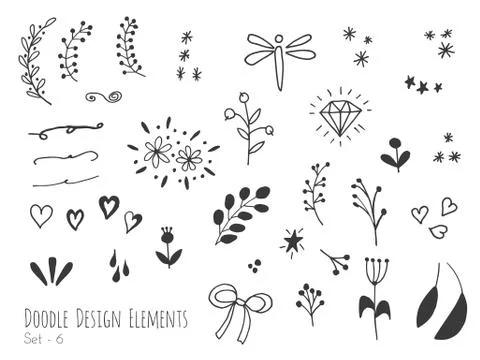Hand drawn isolated doodle design elements Stock Illustration