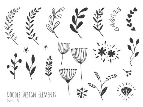 Hand drawn isolated doodle design elements Stock Illustration