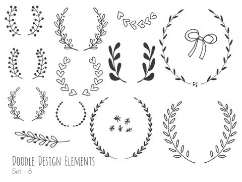 Hand drawn isolated doodle design elements Stock Illustration