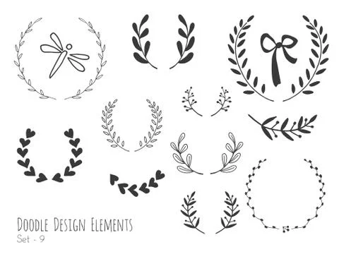 Hand drawn isolated doodle design elements Stock Illustration
