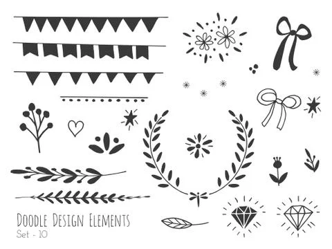 Hand drawn isolated doodle design elements Stock Illustration