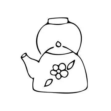 Hand-drawn isolated kettle, on white background, doodle Stock Illustration