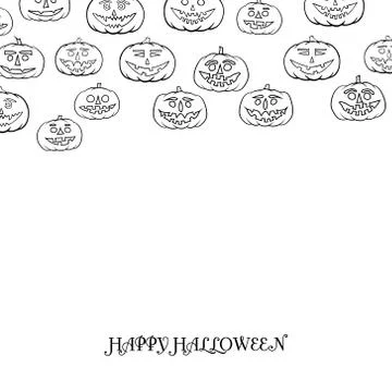Hand drawn jack-o-lantern vector background Illustrazione stock