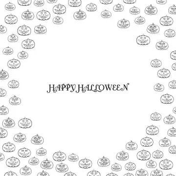 Hand drawn jack-o-lantern vector background Stock Illustration