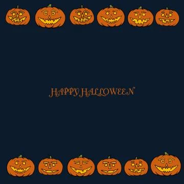 Hand drawn jack-o-lantern vector background Illustrazione stock