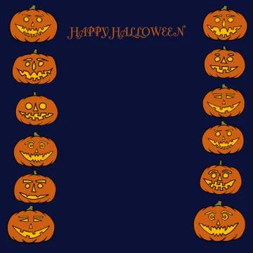 Hand drawn jack-o-lantern vector background Illustrazione stock