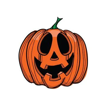 Hand drawn Jack-o-lantern on white background Stock Illustration