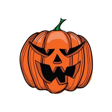Hand drawn Jack-o-lantern on white background Stock Illustration