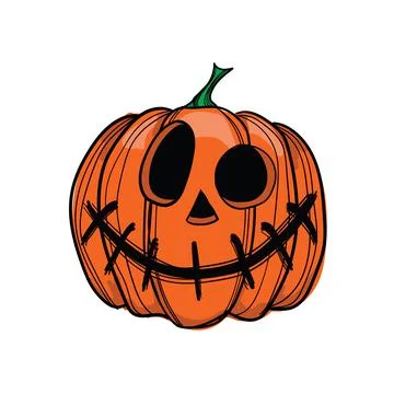 Hand drawn Jack-o-lantern on white background Stock Illustration