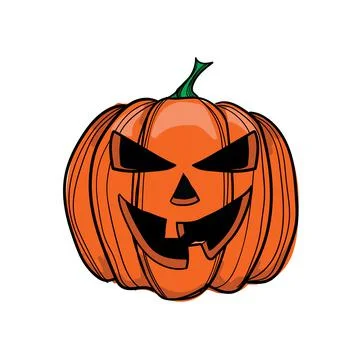 Hand drawn Jack-o-lantern on white background Stock Illustration