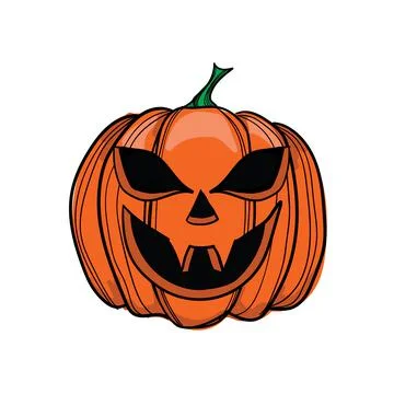 Hand drawn Jack-o-lantern on white background Stock Illustration