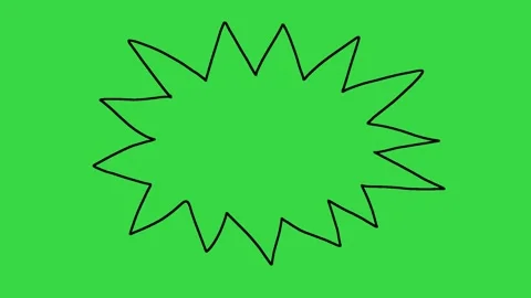 Hand Drawn Jagged Sticker Border Frame Animation on Green Screen Background Stock Footage 339335306