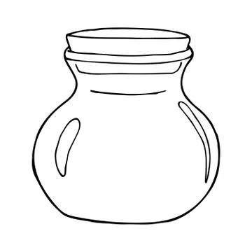 Hand drawn jar. Contour sketch. Kitchen objects doodle style. Stockillustratie