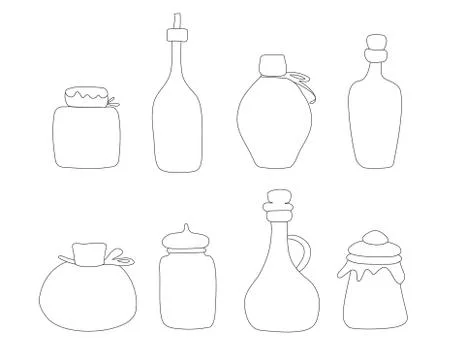 Hand drawn Jar vector set. Sketched jars and bottles isolated on white Stock Illustration