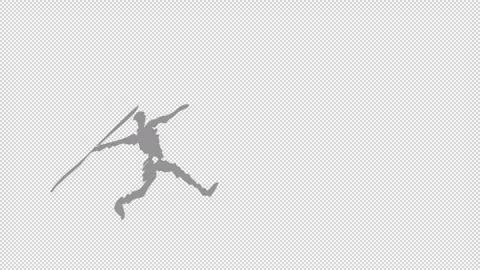 Hand drawn Javelin Throw man on a transparent (alpha) background Stock Footage 249595318