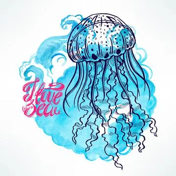 Hand-drawn jellyfish Stock Illustration