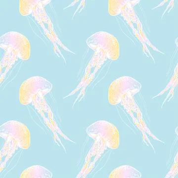 Hand drawn jellyfish. Vector illustration. Sea collection Illustrazione stock