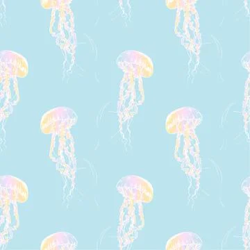 Hand drawn jellyfish. Vector illustration. Sea collection Stock Illustration