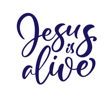 Hand drawn Jesus is alive Easter Calligraphy lettering Vector text. Christ イラスト素材