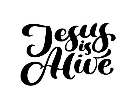 Hand drawn Jesus is alive Easter Calligraphy lettering Vector text. Christ Stock Illustration
