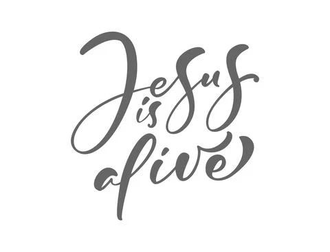 Hand drawn Jesus is alive Easter Calligraphy lettering Vector text. Christ Illustrazione stock