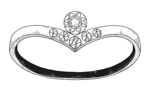 Hand drawn a jewelry ring. Vector illustration of a sketch style. Stock Illustration