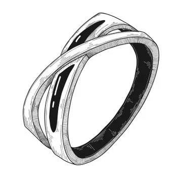 Hand drawn a jewelry ring. Vector illustration of a sketch style. Stock Illustration