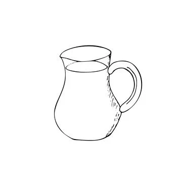 Hand-drawn Jug of milk isolated on white background. Dairy product illustra.. Stock Illustration