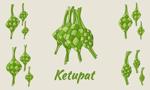 Hand drawn ketupat set Illustrazione stock